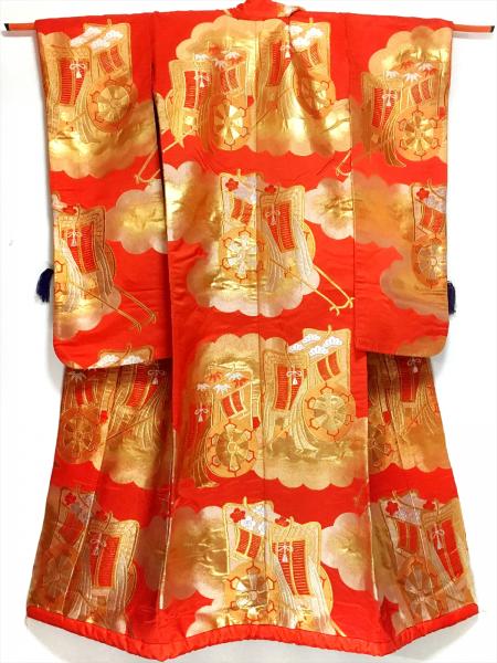 Kimono Dress Orange Uchikake [Bird,Floral]30