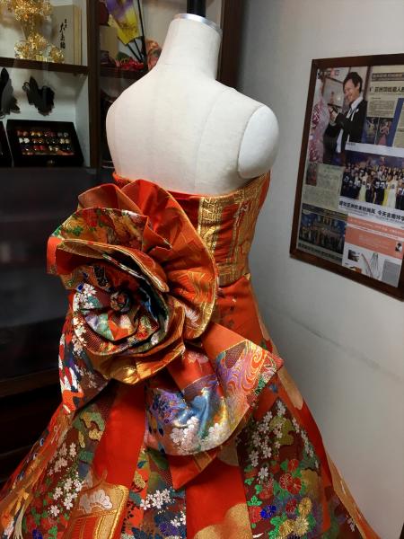 Kimono Dress Orange Uchikake [Bird,Floral]8