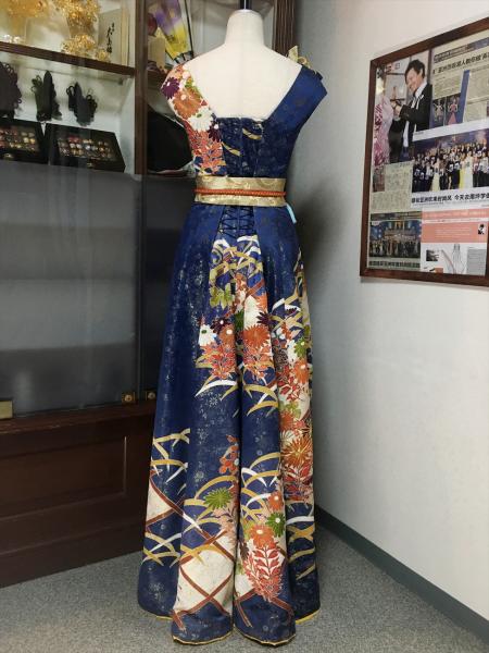 Kimono Dress Navy Blue Furisode [Floral]11