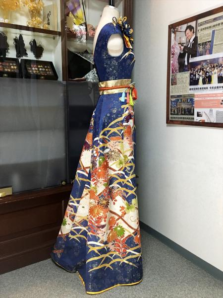 Kimono Dress Navy Blue Furisode [Floral]7