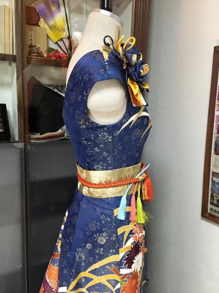 Kimono Dress Navy Blue Furisode [Floral]8