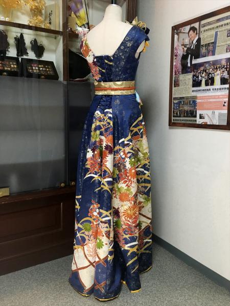 Kimono Dress Navy Blue Furisode [Floral]9