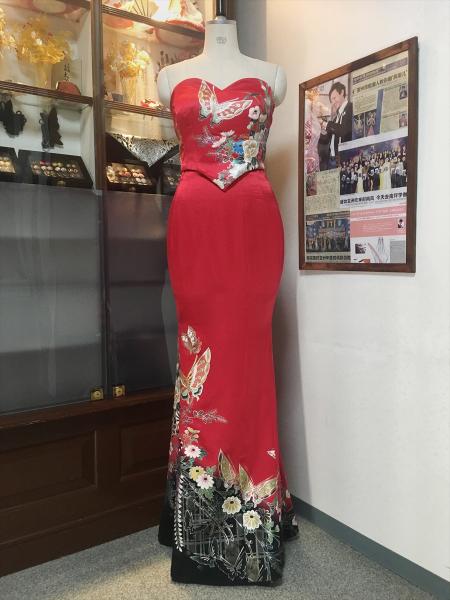 Kimono Dress Red Furisode [Floral]1