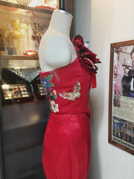 Kimono Dress Red Furisode [Floral]17