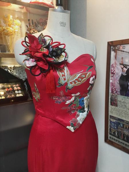 Kimono Dress Red Furisode [Floral]19