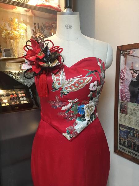Kimono Dress Red Furisode [Floral]4