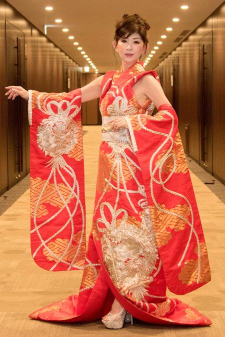 Kimono Dress Red Furisode [Floral]1