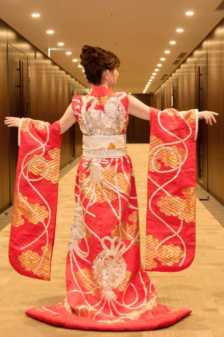 Kimono Dress Red Furisode [Floral]2