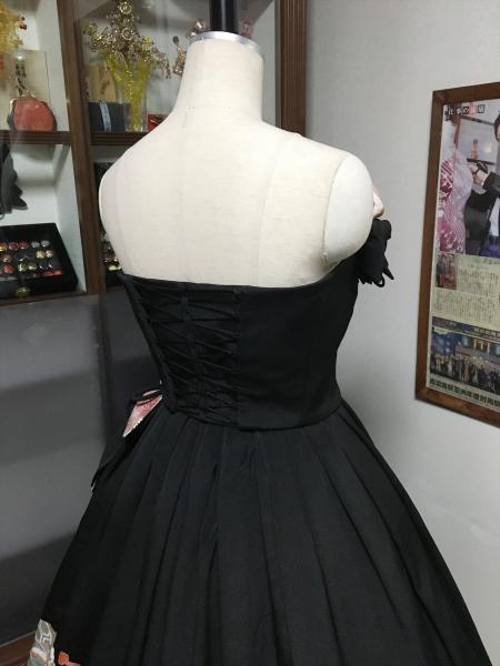 着物ドレス 黒・水色 留袖 [花]14
