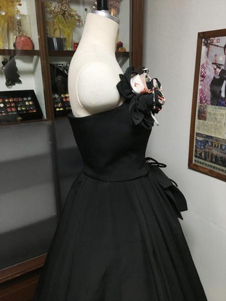着物ドレス 黒・水色 留袖 [花]16