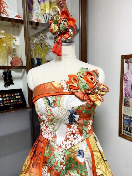 Kimono Dress Uchikake [Crane,Floral]5