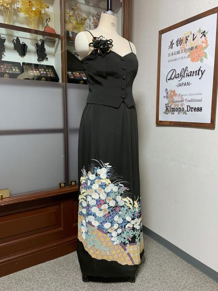 Japanese Kimono Dress Tomesode Two piece [Floral]20