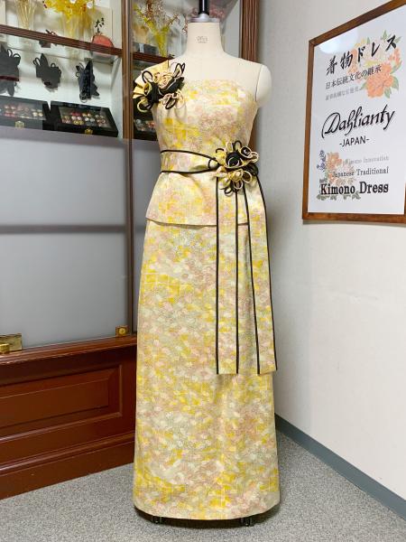 Japanese Kimono Dress Komon [Floral,Fan]2