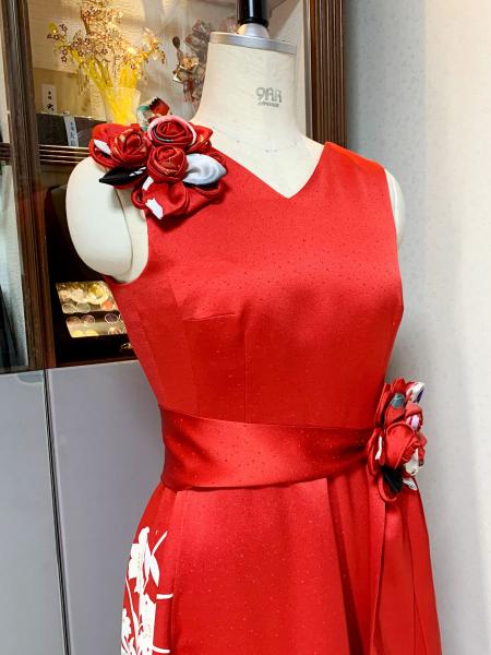 Japanese Kimono Dress Furisode One piece type [Floral]17
