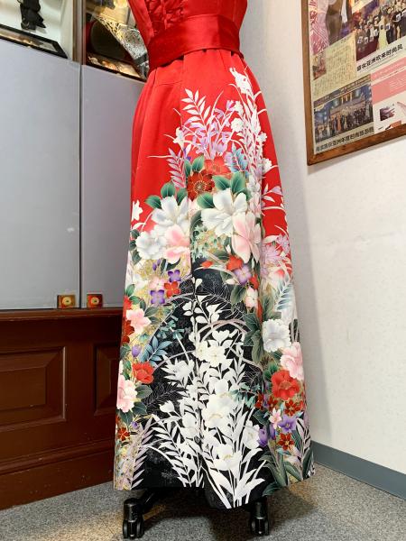 Japanese Kimono Dress Furisode One piece type [Floral]11