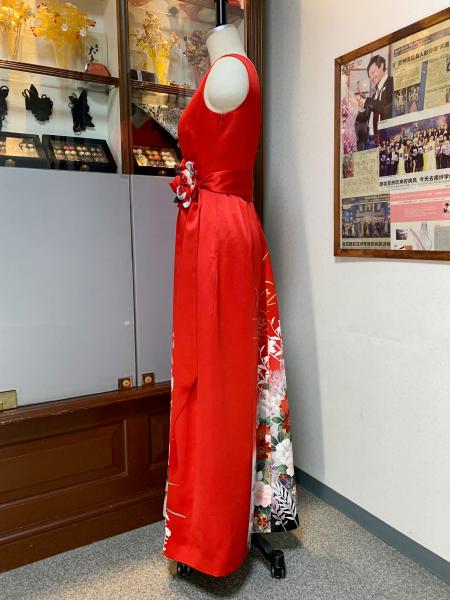 Japanese Kimono Dress Furisode One piece type [Floral]14