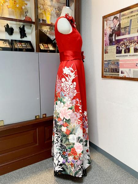 Japanese Kimono Dress Furisode One piece type [Floral]9