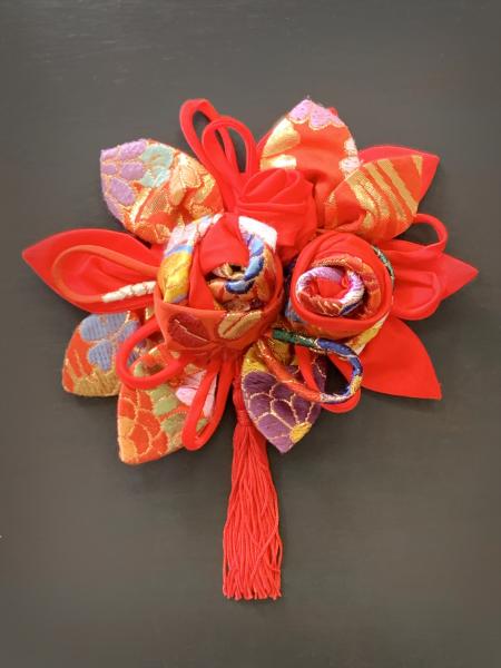 着物ドレス 橙・赤 打掛 [鳥、花]20