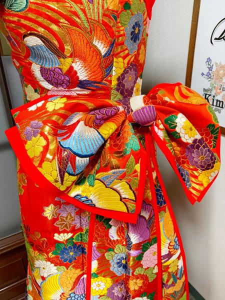 Japanese Kimono Dress Uchikake [Bird,Floral]4