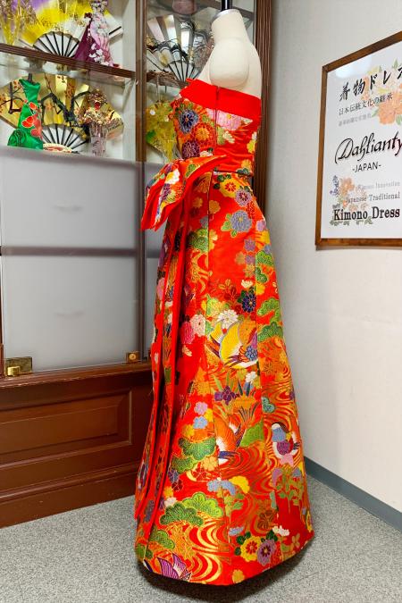 Japanese Kimono Dress Uchikake [Bird,Floral]8