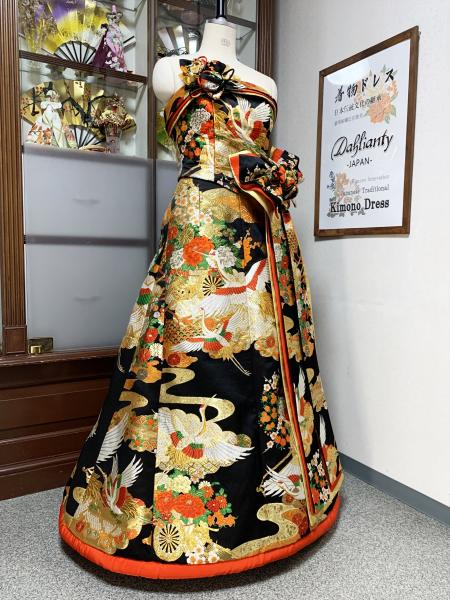 Japanese Kimono Dress Uchikake [Crane,Floral]13