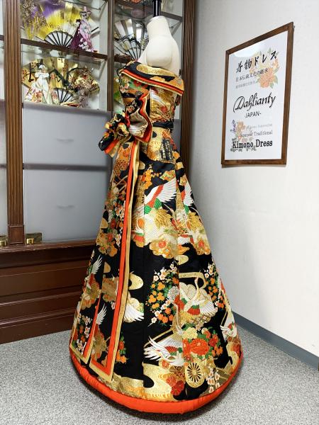 Japanese Kimono Dress Uchikake [Crane,Floral]8