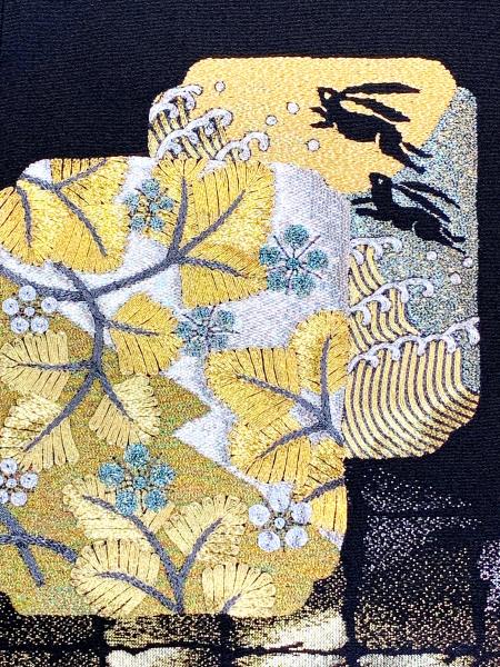 着物ドレス 黒・金・銀 打掛 [蝶、花、兎]21