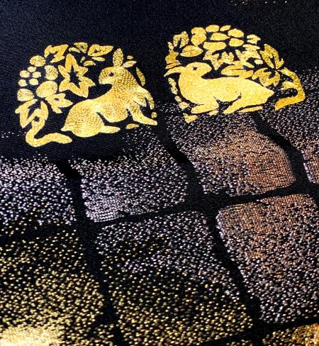 着物ドレス 黒・金・銀 打掛 [蝶、花、兎]22
