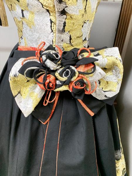 着物ドレス 黒・金・銀 打掛 [蝶、花、兎]4
