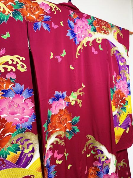 着物ドレス 紫 振袖 [花]6