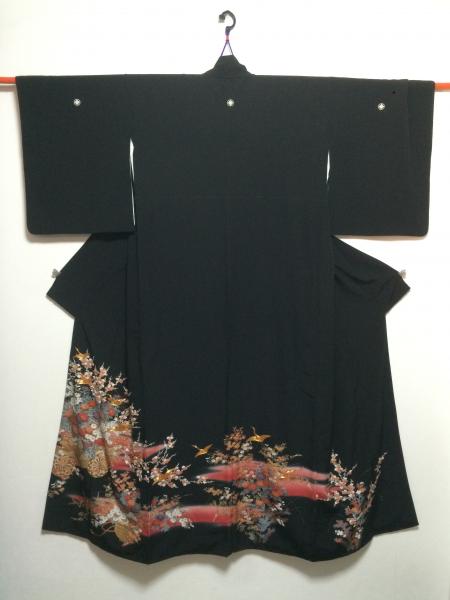 留袖ドレス 黒 [鶴、花]1