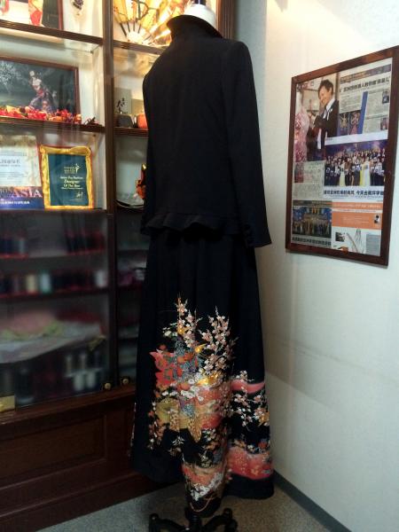 留袖ドレス 黒 [鶴、花]14
