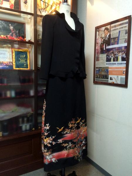 Tomesode Dress Black [Crane,Floarl]19