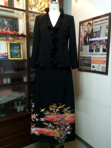 留袖ドレス 黒 [鶴、花]24