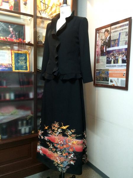 留袖ドレス 黒 [鶴、花]6