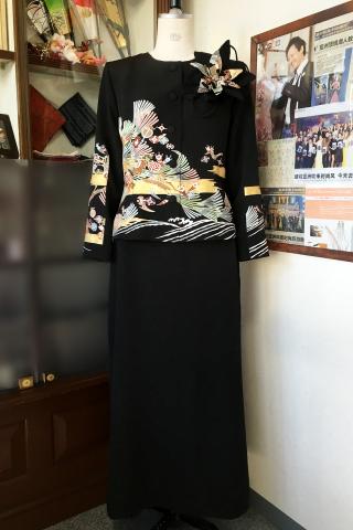留袖ドレス 黒 2ピースタイプ [扇]