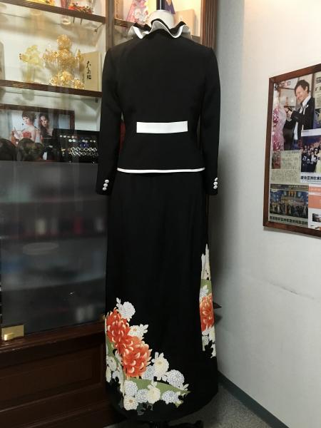 留袖ドレス 黒 2ピースタイプ [花]10