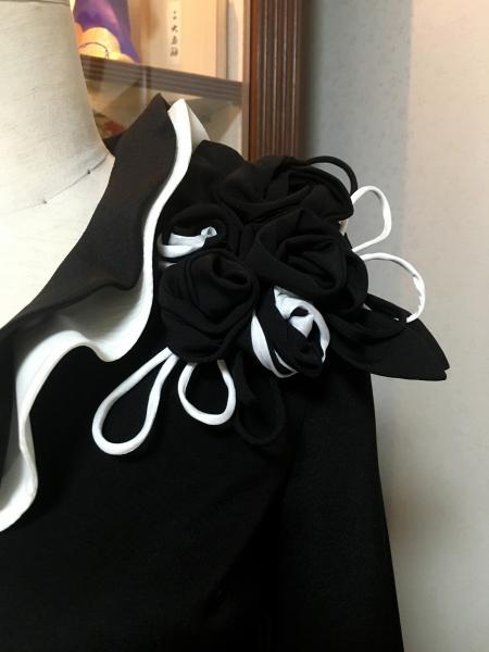 留袖ドレス 黒 2ピースタイプ [花]22