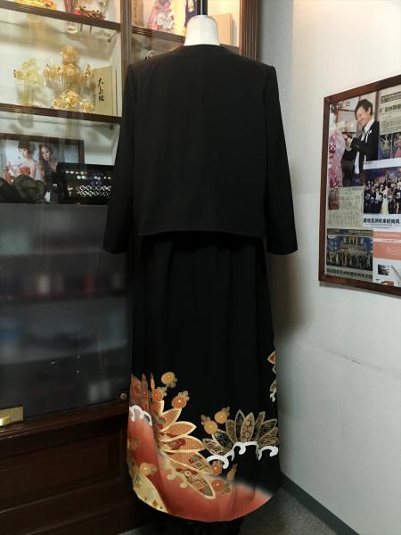 留袖ドレス 黒 2ピースタイプ [花]11