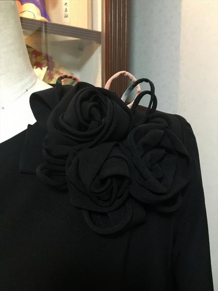 留袖ドレス 黒 2ピースタイプ [花]3