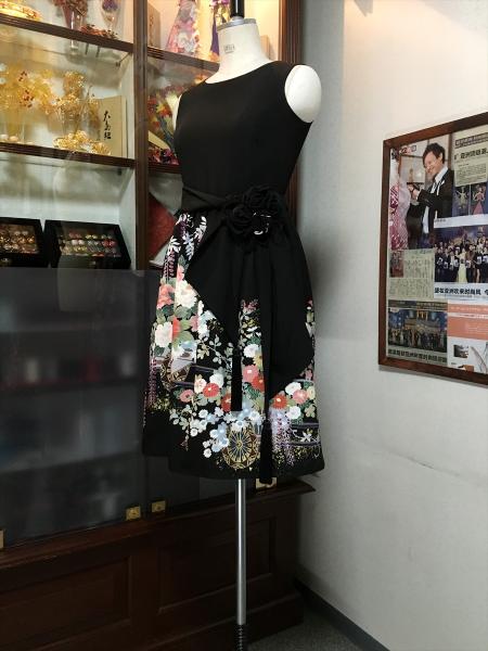 留袖ドレス 黒 ワンピースタイプ [花]3