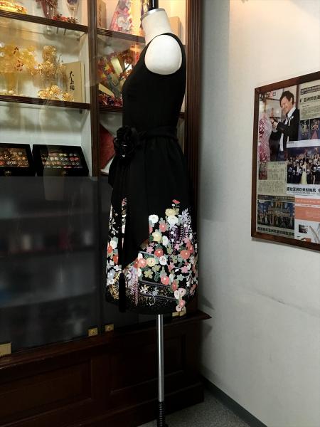留袖ドレス 黒 ワンピースタイプ [花]5