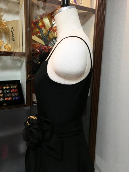 留袖ドレス 黒 ワンピースタイプ [花、鶴、扇]10