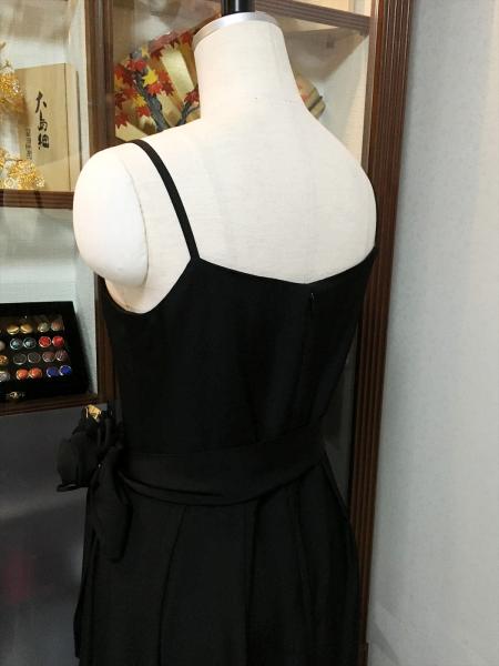 留袖ドレス 黒 ワンピースタイプ [花、鶴、扇]12