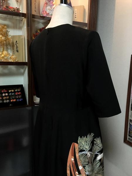 留袖ドレス 黒 ワンピースタイプ [花]12