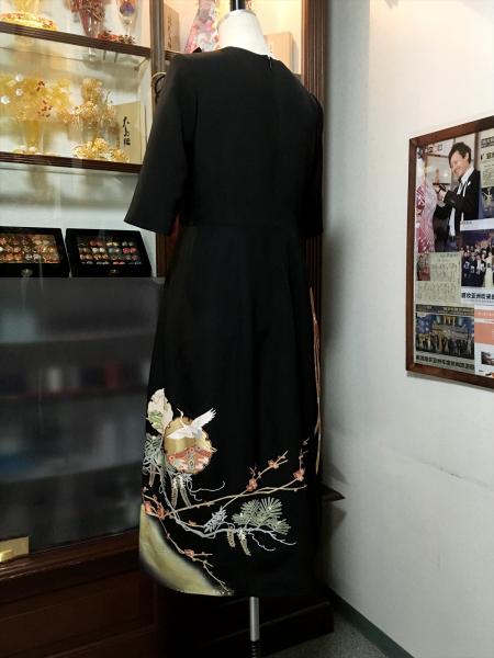 留袖ドレス 黒 ワンピースタイプ [花]7