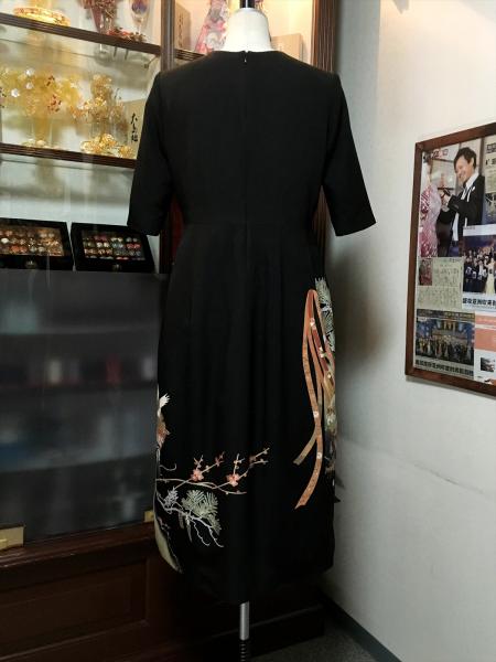 留袖ドレス 黒 ワンピースタイプ [花]9