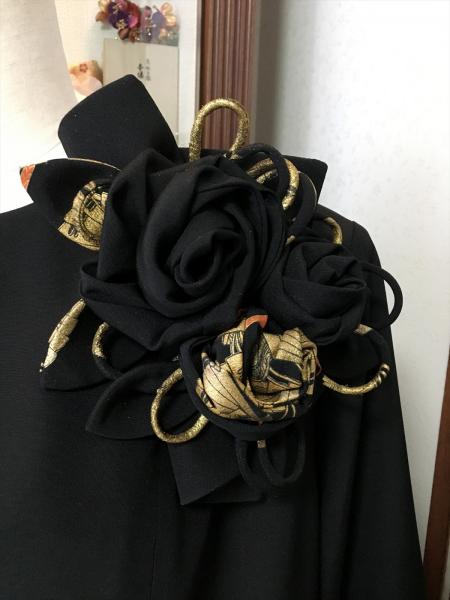 留袖ドレス 黒 ワンピースタイプ [花]6