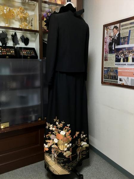 留袖ドレス 黒 2ピースタイプ [花]12