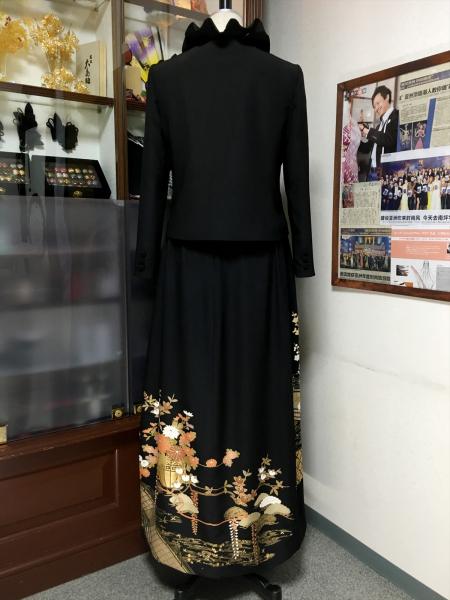 留袖ドレス 黒 2ピースタイプ [花]24